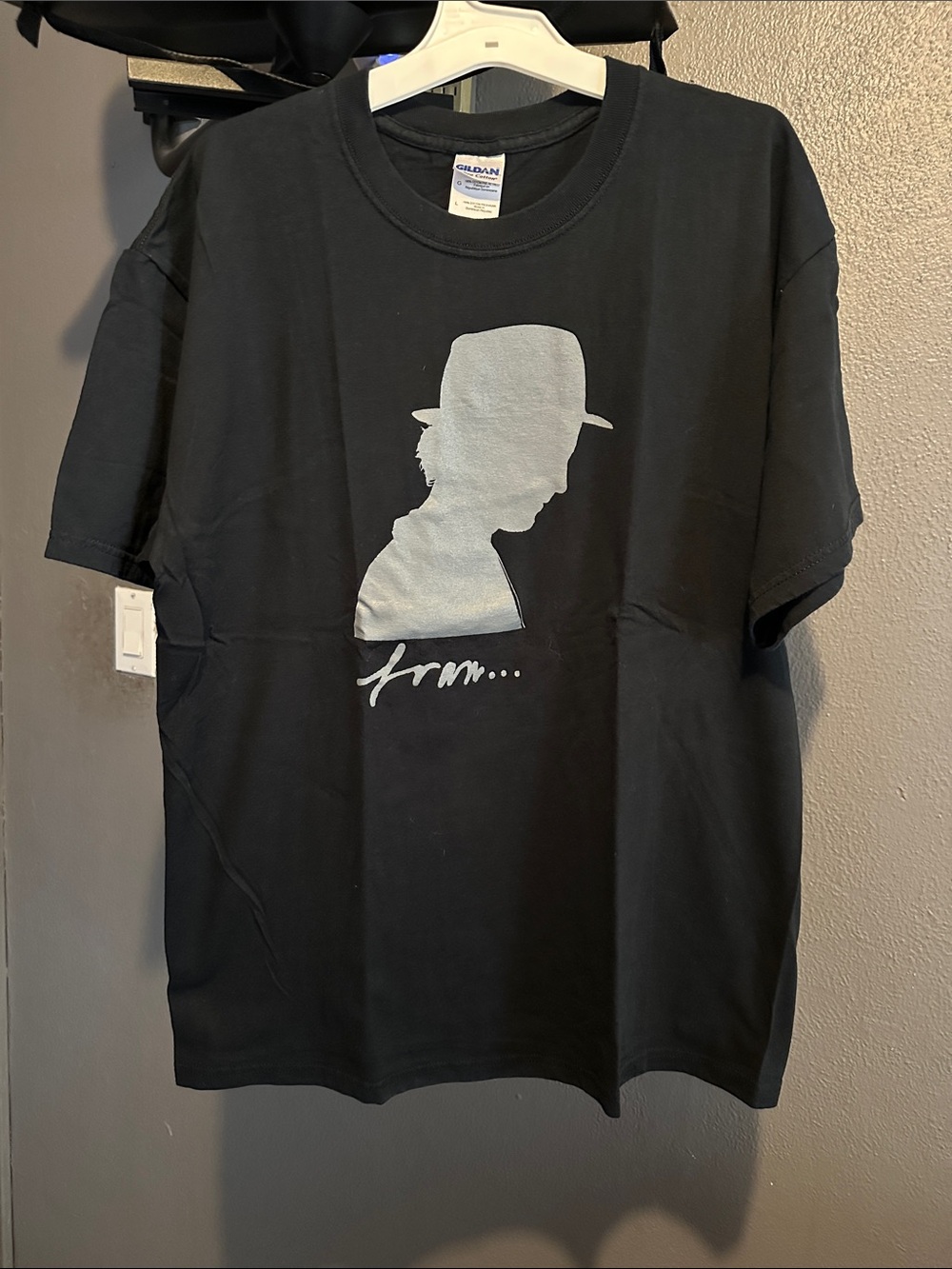 Gildan Black Short-Sleeve Tee with Light Gray Silhouette Graphic